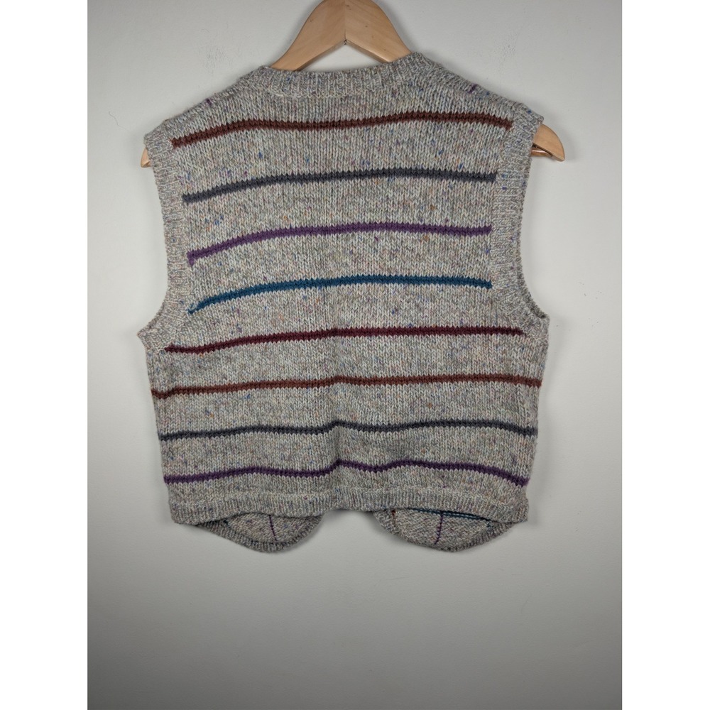 Shapely Knits Vintage Wool Blend Plaid Sweater Vest Tweed Donegal Fleck Gray M - Picture 2 of 7
